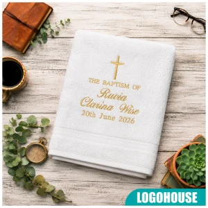 Personalised Embroidered Baptism & Religious Milestone Towel