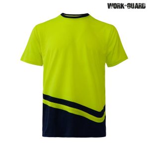 Workguard Peak Performance T-Shirt -Navy/Black Orange/Lime - Image 3