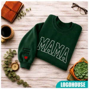 Personalized Mama T-Shirt/Sweatshirt/Hoodie with Kid Names on Sleeve, Mothers Day Gift, Birthday Gift for Mom, New Mom Gift, Minimalist Cool Mom Sweater - Image 3